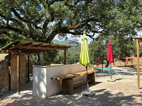 Außenküche mit Grill und Spüle