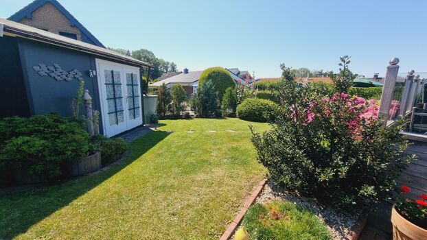 Im Gartenhaus befindet sich der Trockner 