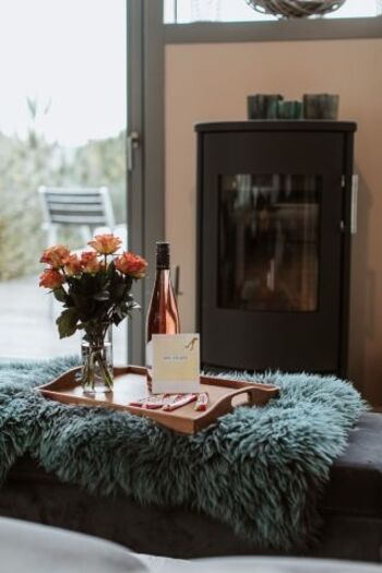 Der Kamin ist mit ausreichend Kaminholz ausgestattet