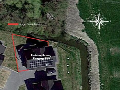 der eingezäunte Bereich ist rot markiert