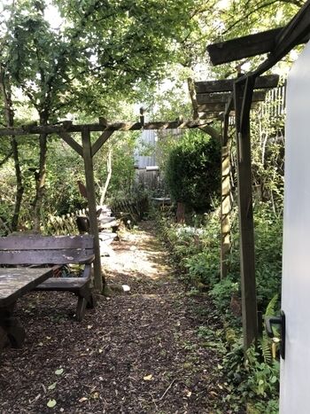 kl. Gartenbereich komplett für Hunde eingezäunt