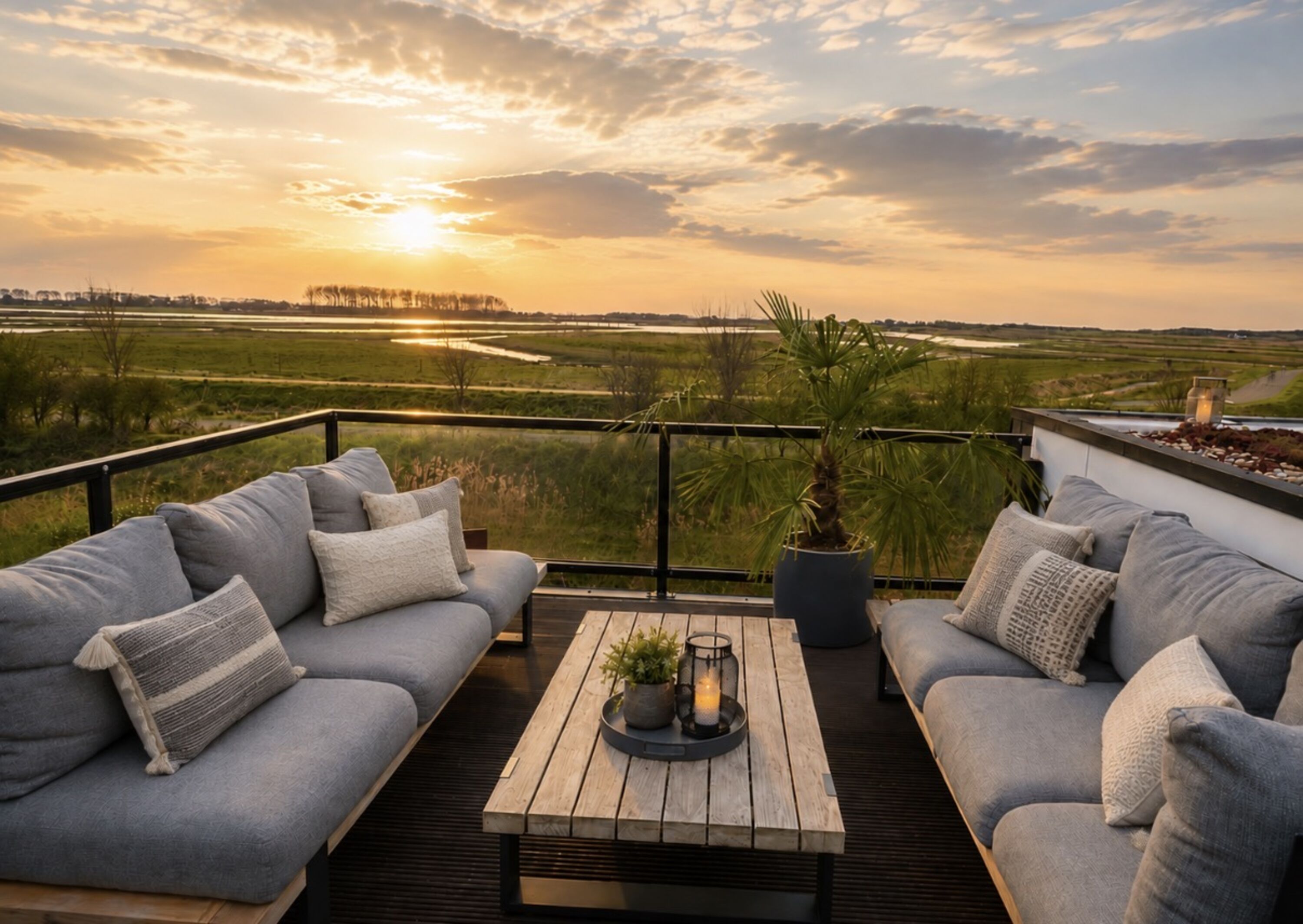 Schöne große Dachterrasse mit wundervollen Blick auf das Naturschutzgebiet