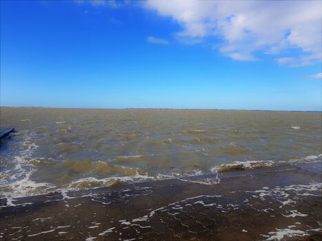 Blick aufs Meer bei Hochwasser