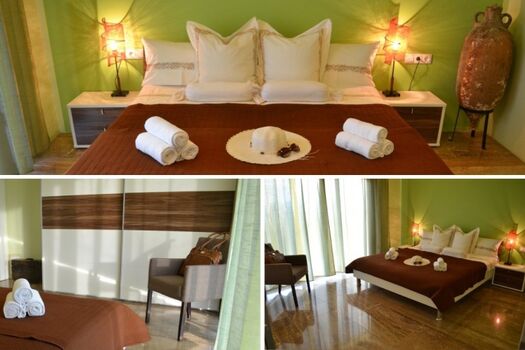 großes Schlafzimmer mit Meerblick und 180x200 Meter Bett