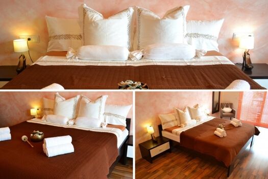 Schlafzimmer mit Meerblick und  zwei 180x200 Meter Betten