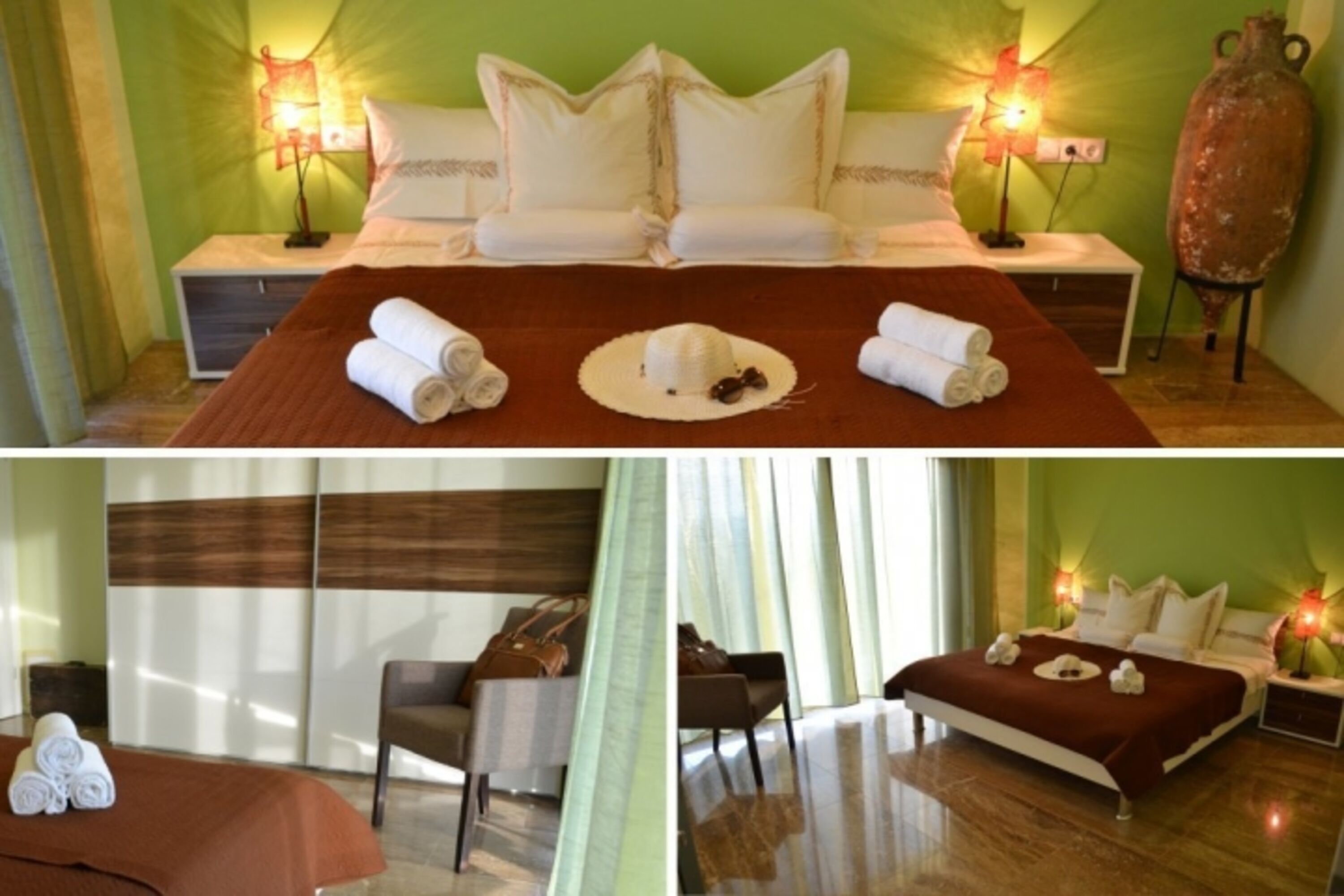 großes Schlafzimmer mit Meerblick und 180x200 Meter Bett