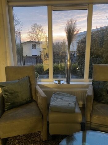 Blick aus dem Wohnzimmer in de Abendhimmel