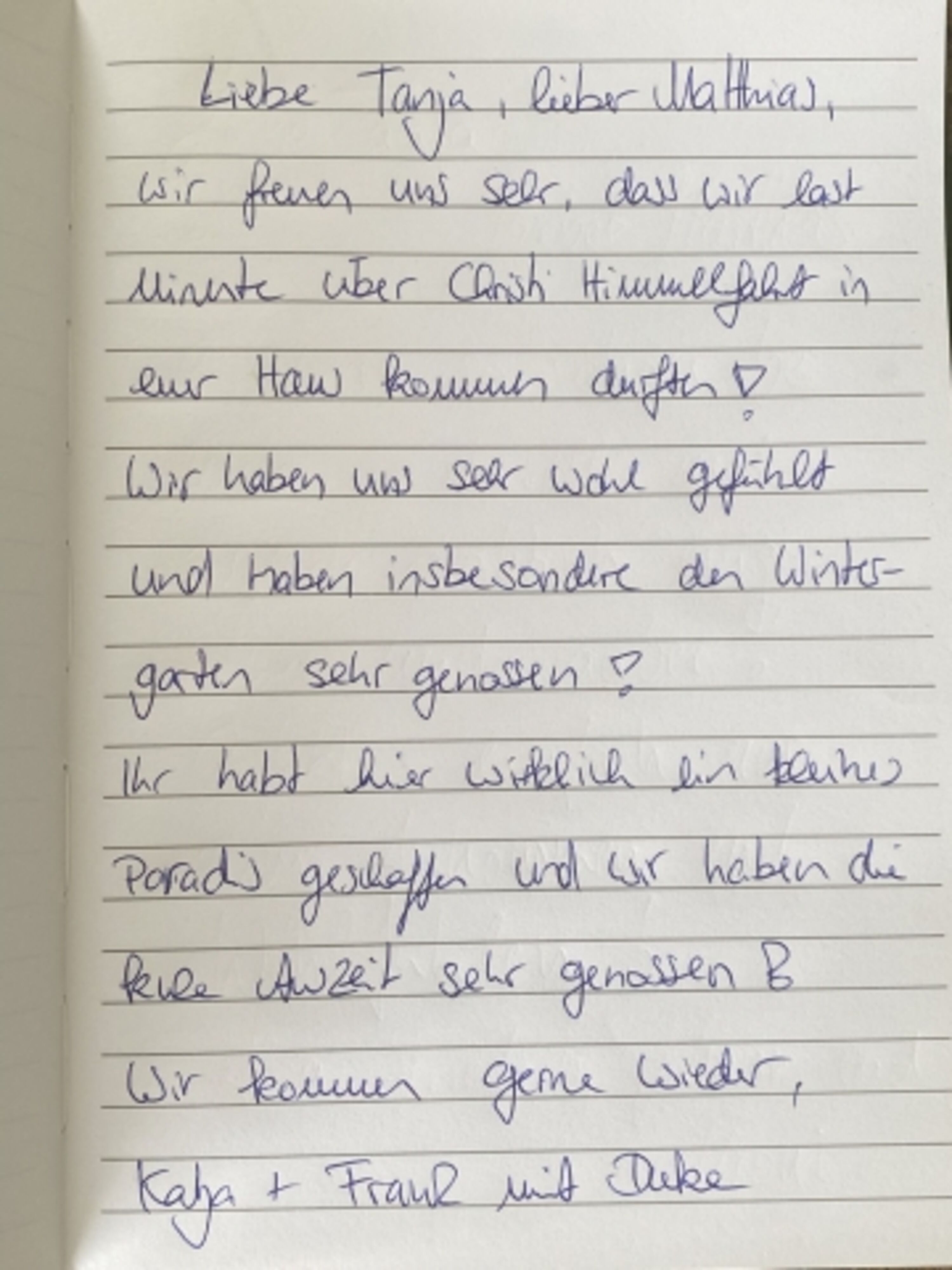Gästebucheintrag