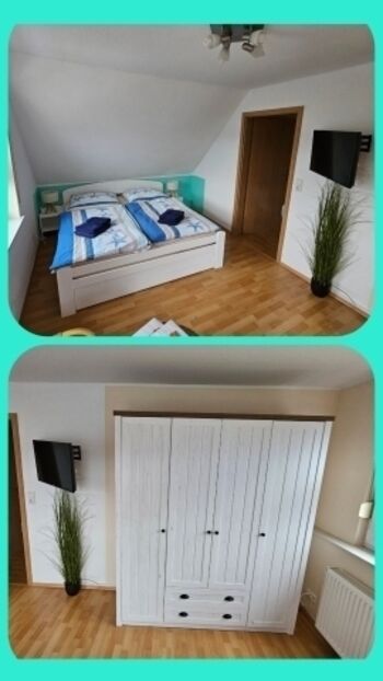 3.Schlafzimmer groß OG Bett 180x200 plus Schlafcouch und Kinderreisebett