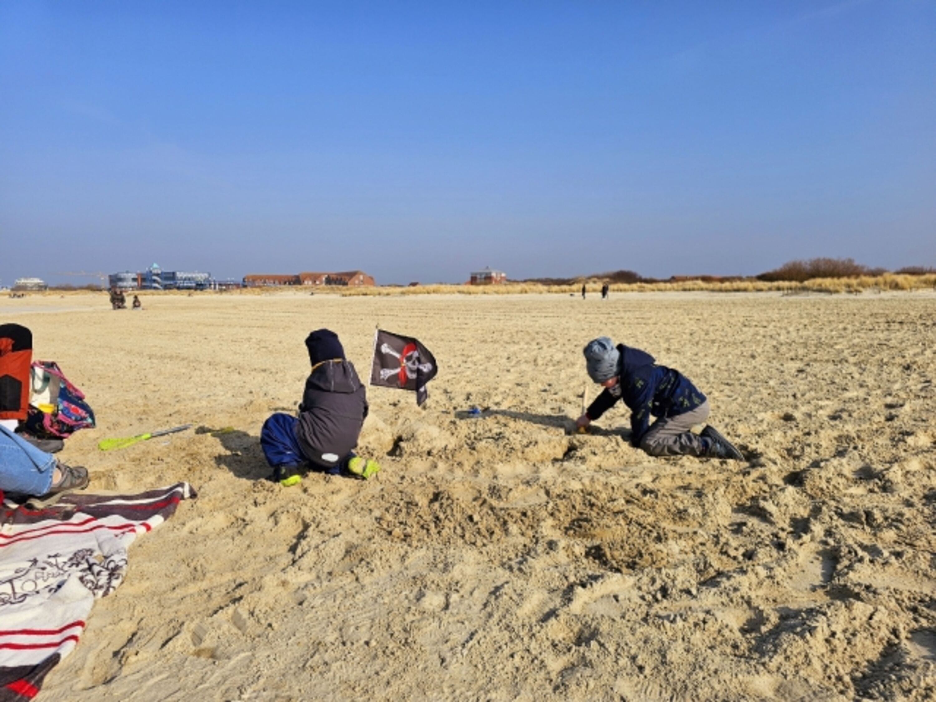 Sandburgbau am Strand 