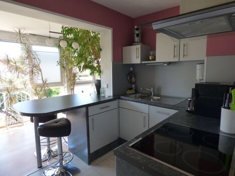 Küche mit Blick auf den Wintergarten 