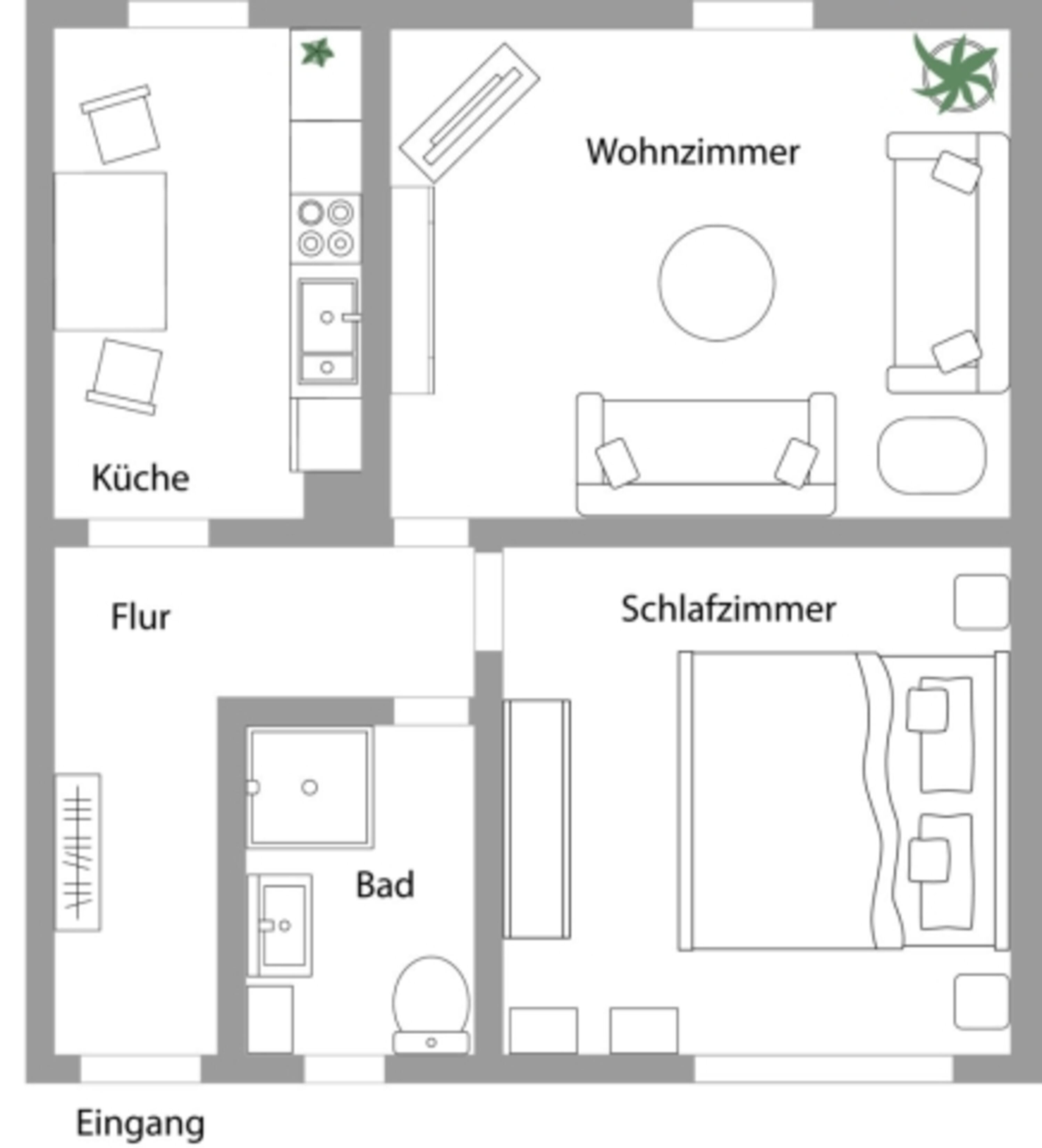 Raumaufteilung der Wohnung. Lageplan