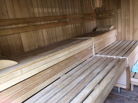 Finnische Sauna mit Panorama Gartenblick