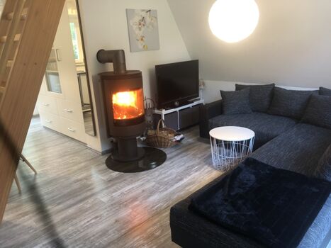 Wohnzimmer mit Kamin 