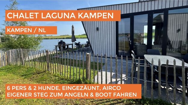 Chalet Laguna Kampen mit Zaun und eigenem Steg