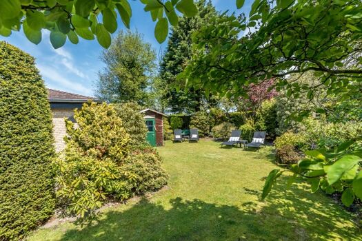 Der sonnige, umzäunte Garten 