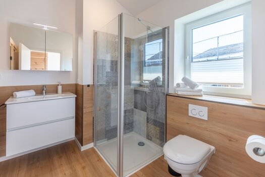Huus Blaumees - Badezimmer mit Dusche und Sauna