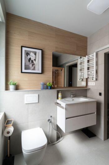 EG: Infrarotkabine, Saunatücher und Bademantel, bodengleiche Regendusche inkl. Pflegemittel: Shampoo   Duschgel, Fußbodenheizung und Handtuchtrockner, Fön, Glasschiebetür mit kindersicherem Schloss, Hygienedusche, Toilettenpapier, Antibeschlagspiegel