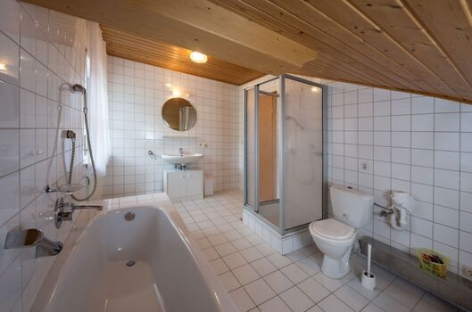 Badezimmer mit Dusche und WC