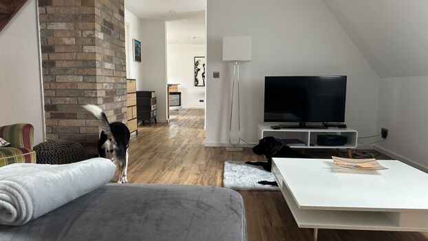 Wohnzimmer mit Blick Richtung Küche