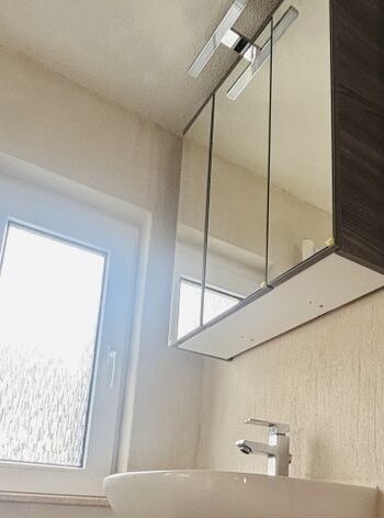 Der Spiegelschrank hat Platz genug für zwei