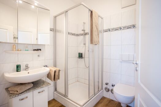 Das schöne kleine Bad mit Dusche