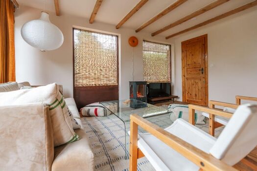 Gemütliche Sitzecke mit Digital-TV und Elektrokamin