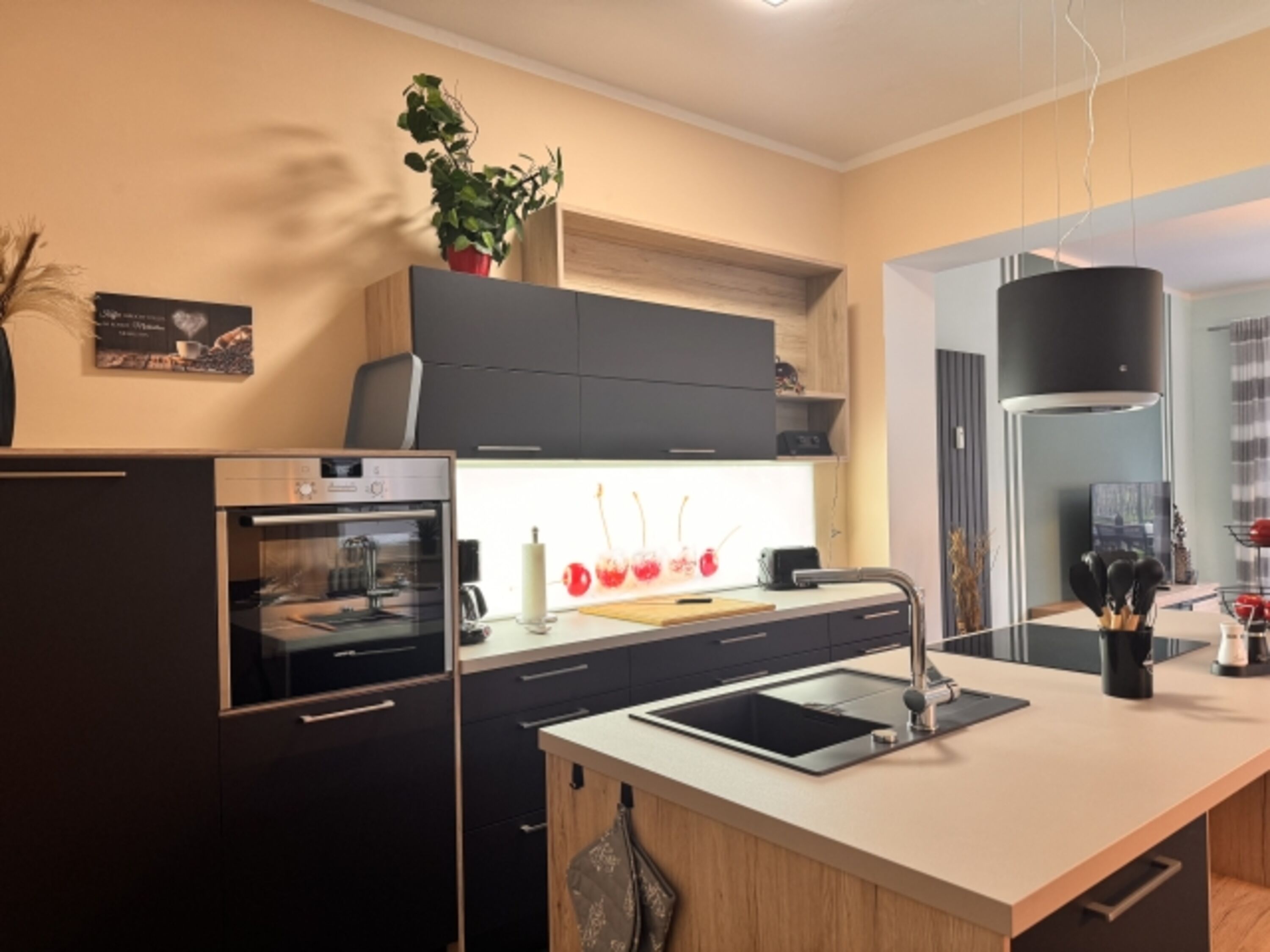 Küche mit großem Gerierschrank
