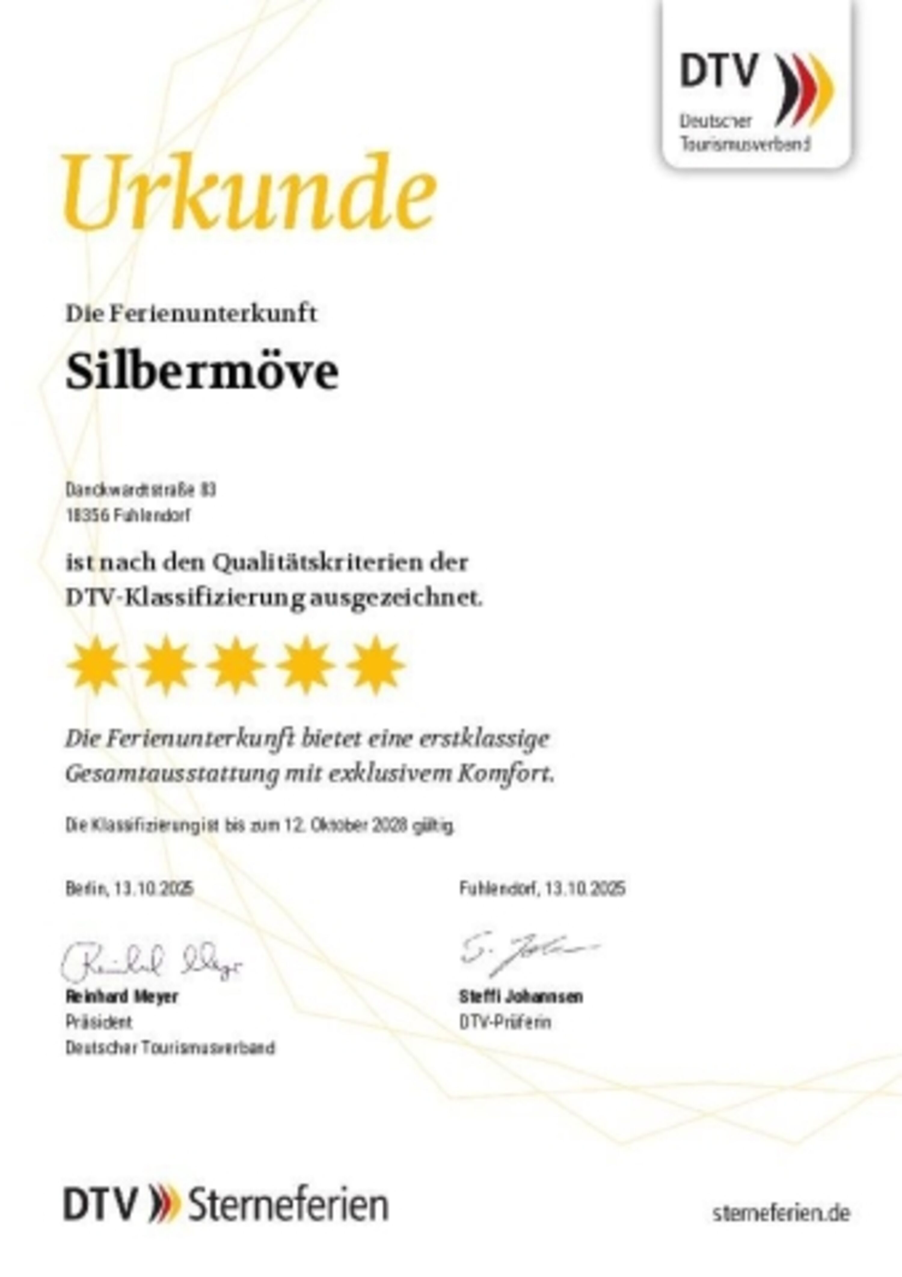 DTV Zertifizierung 5 Sterne