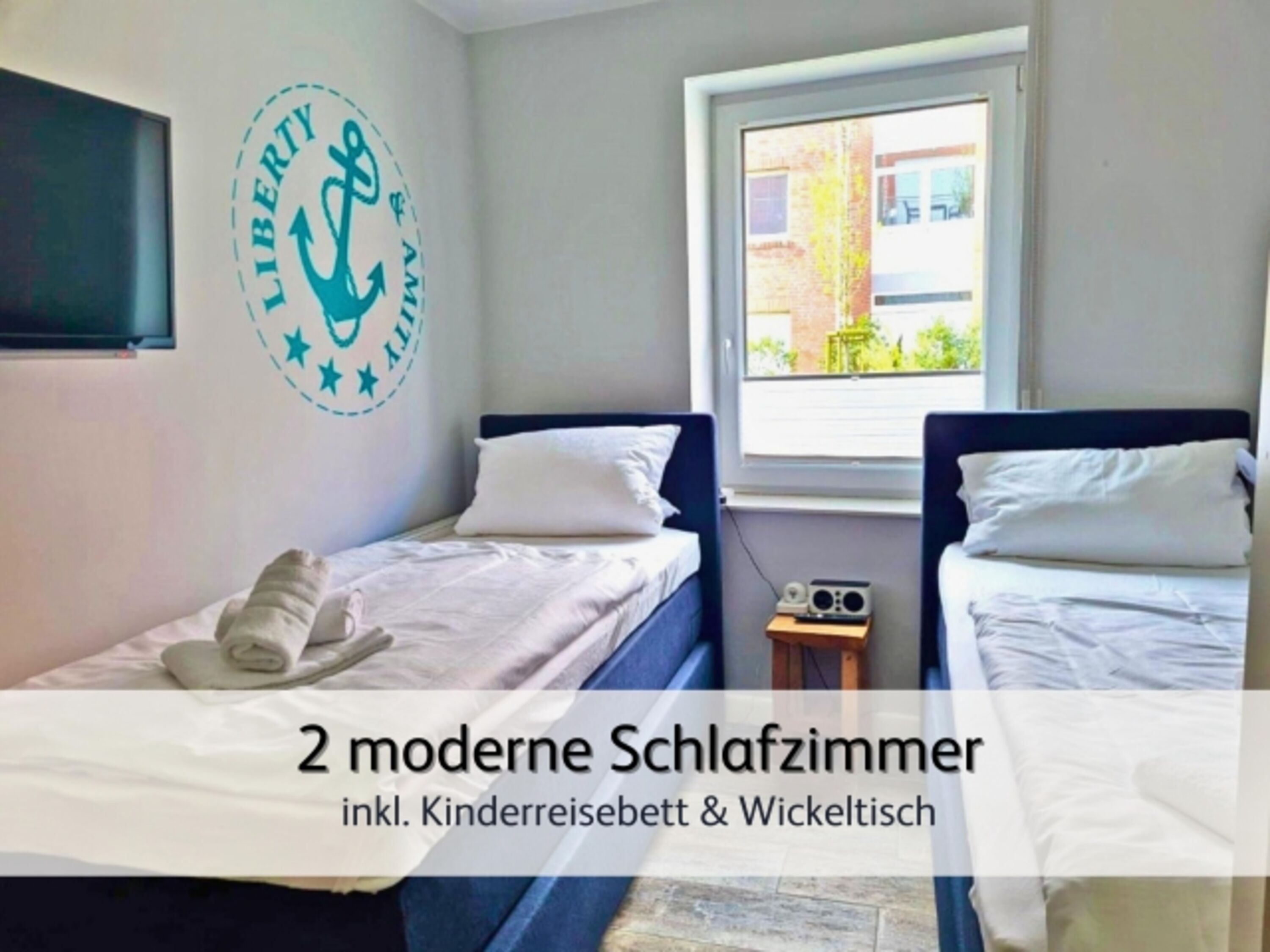 2 Schlafzimmer mit separatem Fernseher