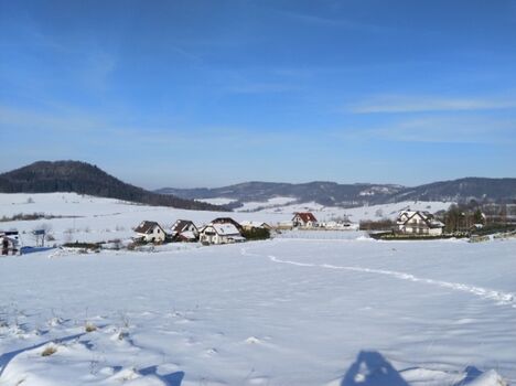 Winterausblick auf unsere Ferienhäuser und Landschaft