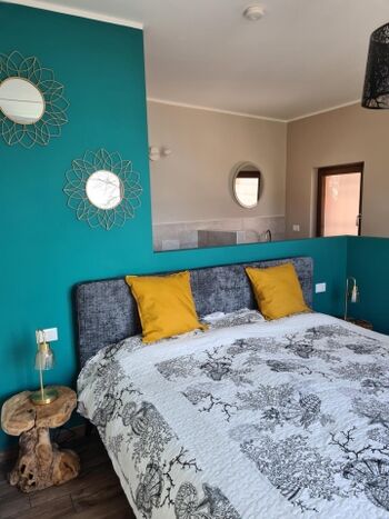 Schlafzimmer türkis