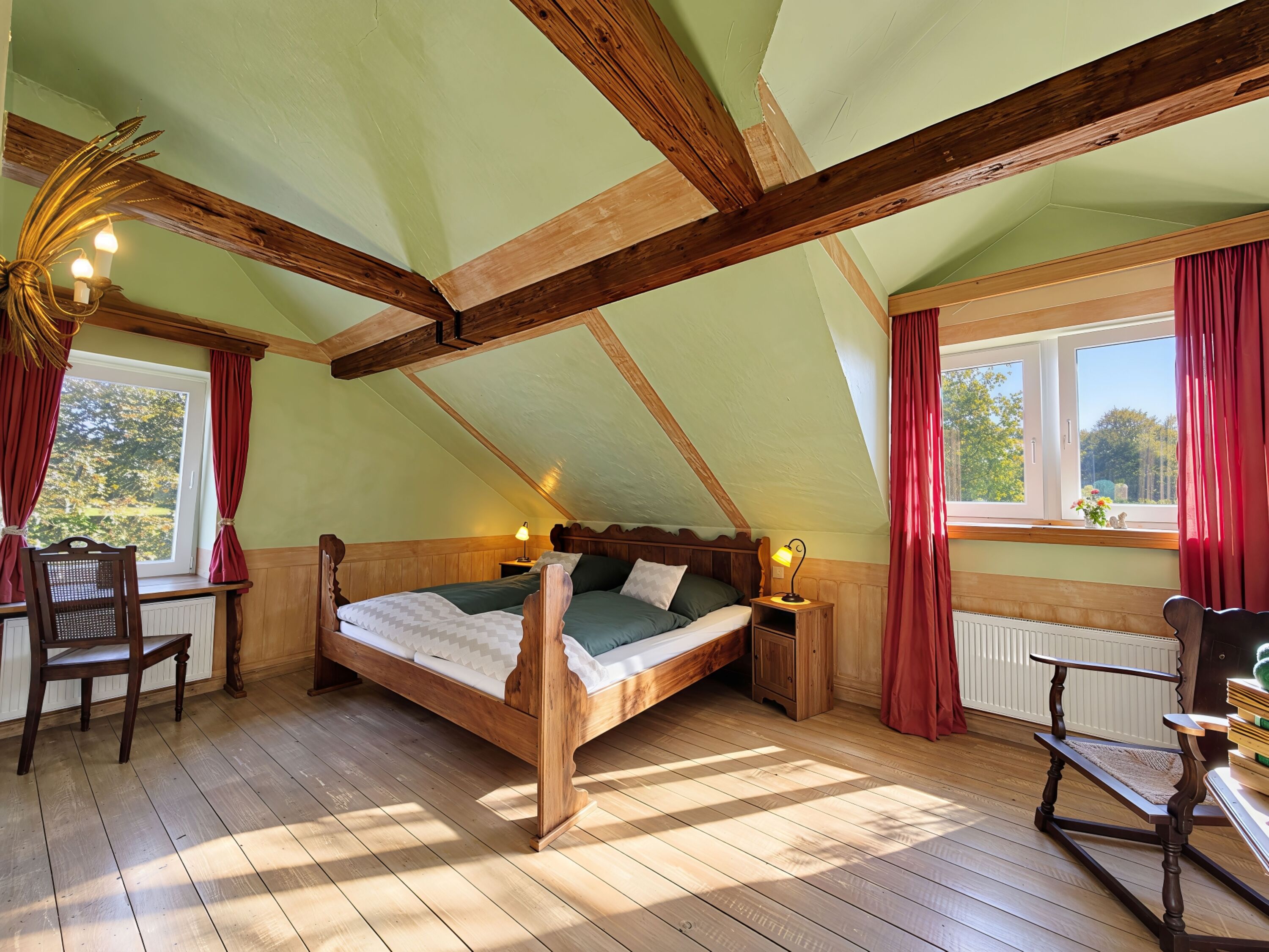 eines der Schlafzimmer mit Doppelbett
