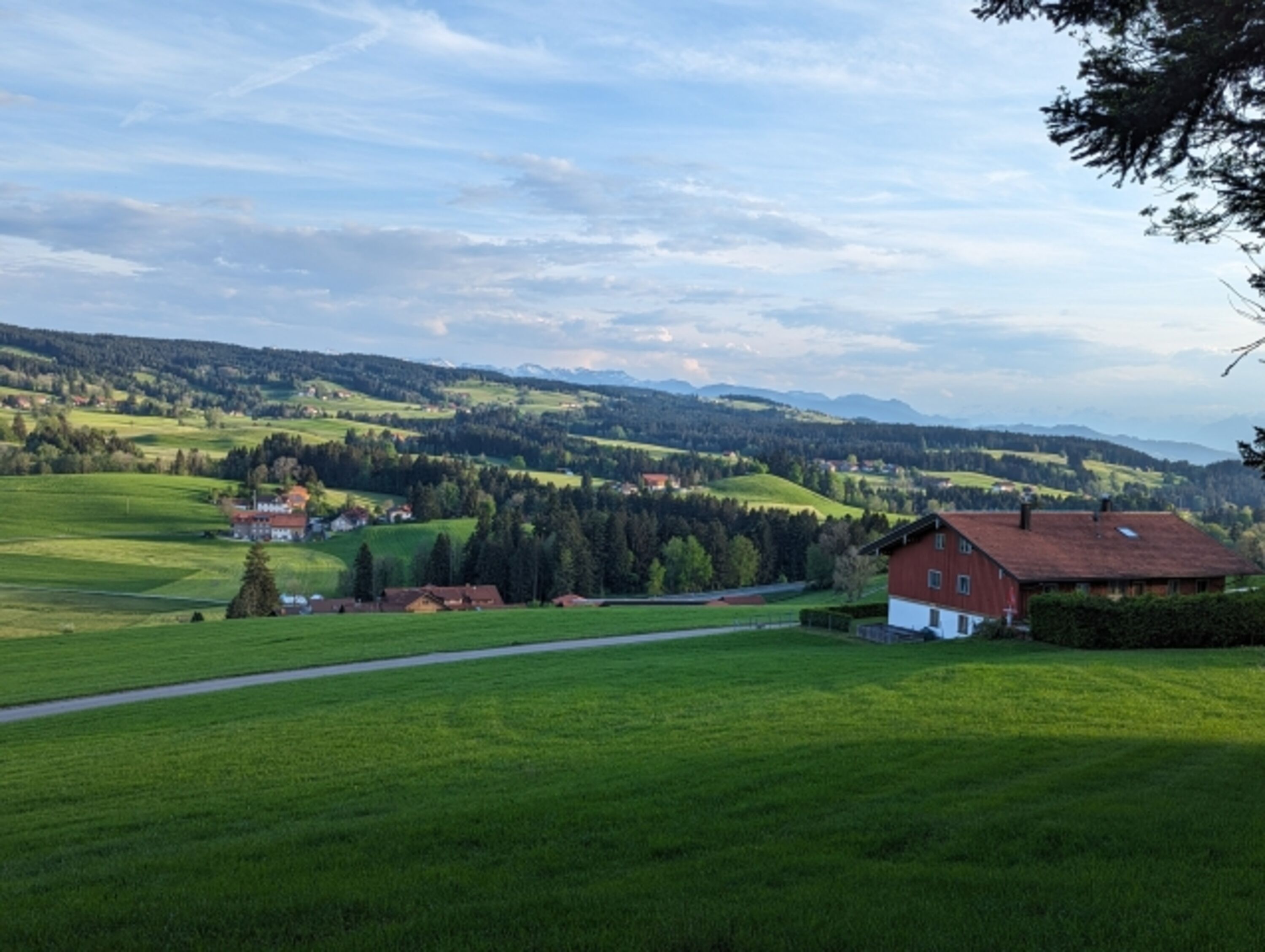 Blick auf das Ferienhaus und Umgebung