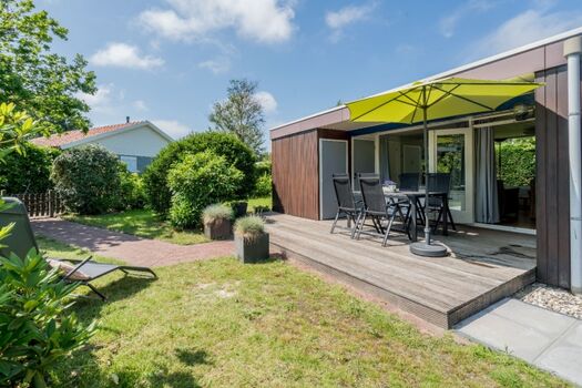 Der sonnige Garten mit Terrasse