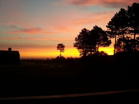 Sonnenaufgang im Mai von derWohnzimmer/ Terrasse