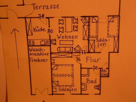Grundriss der Wohnung mit Türbreiten