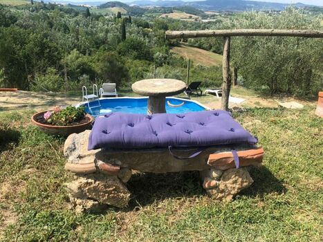 Blick von oben auf den Pool