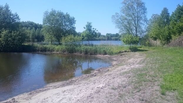 Unser Badesee mit Sandstrand. Ideal für Kinder und Hunde