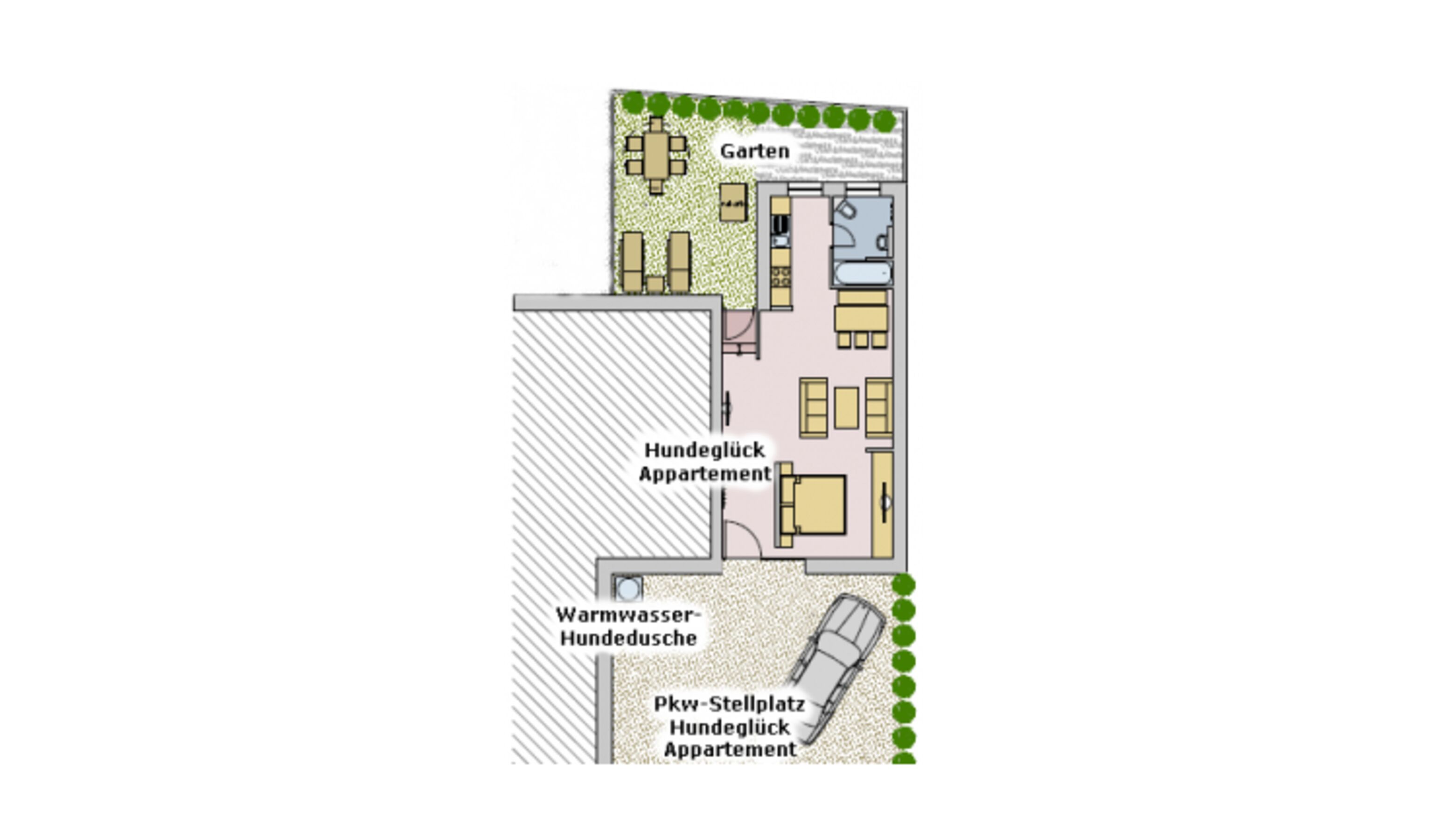 Erdgeschoss-Appartement, offenes Wohnen, kein abgetrenntes Schlafzimmer