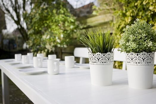 Haus Strand Garten mit Terrasse mit Essplatz