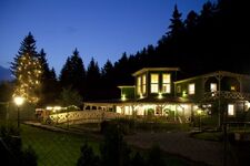 Ferienhaus mitten im Wald. Rundum eingezäunt.