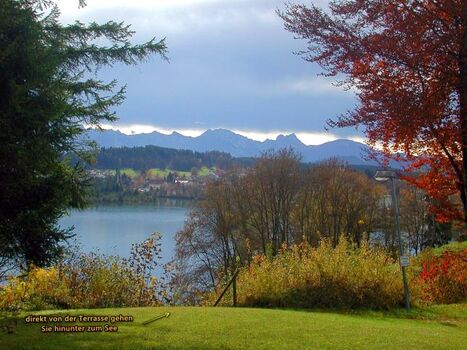 hier gehen Sie vom Haus hinunter zum See