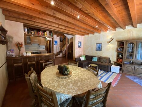 Der Breite Wohnraum mit Esstisch, Bartheke und Schlafsofa