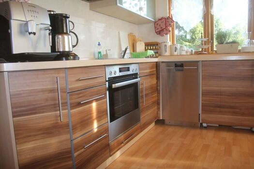 Küche mit Spülmaschine, Kühlschrank, Gefrierschrank