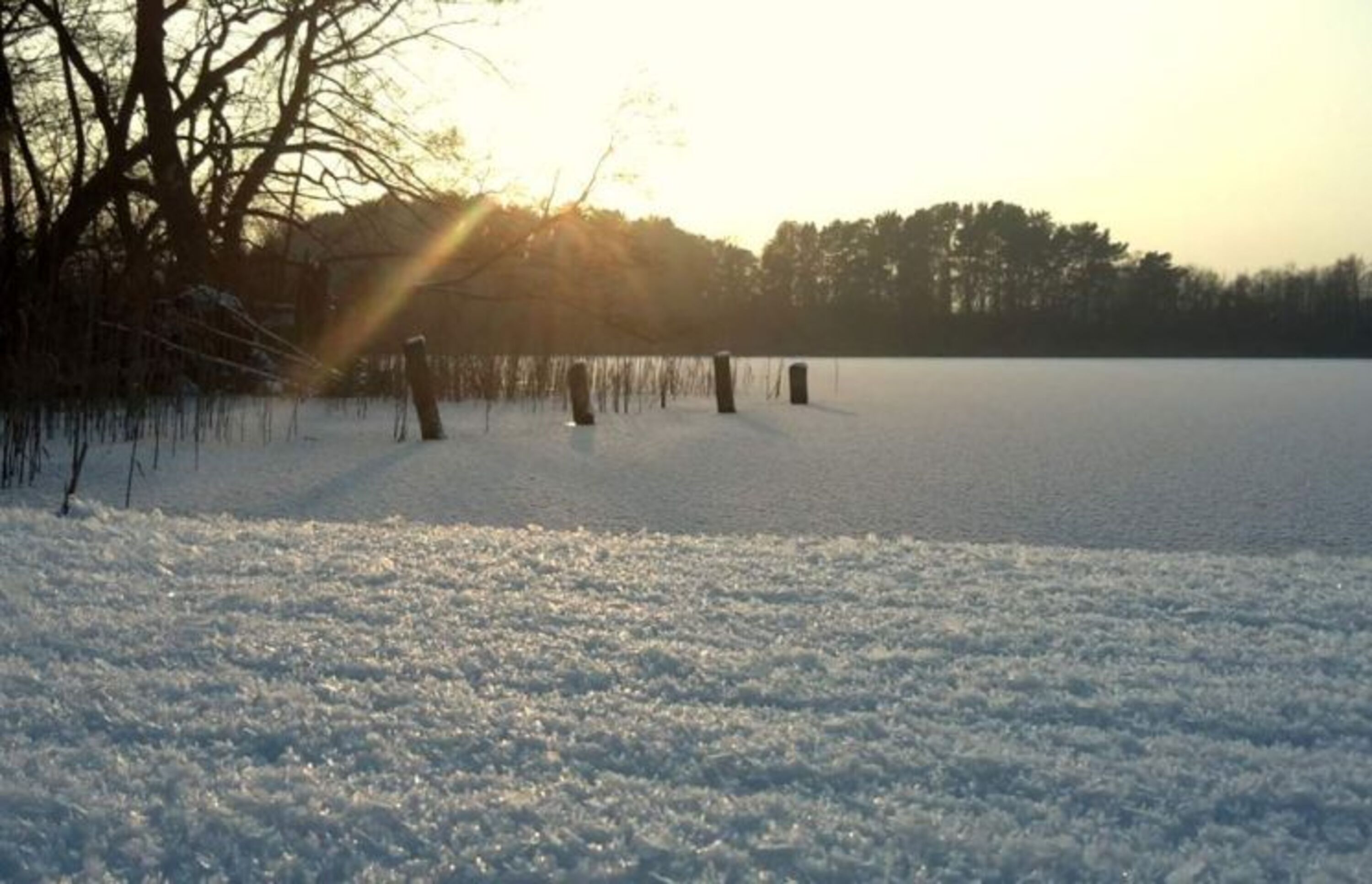 Winterstimmung am Steg des Ferienhofes