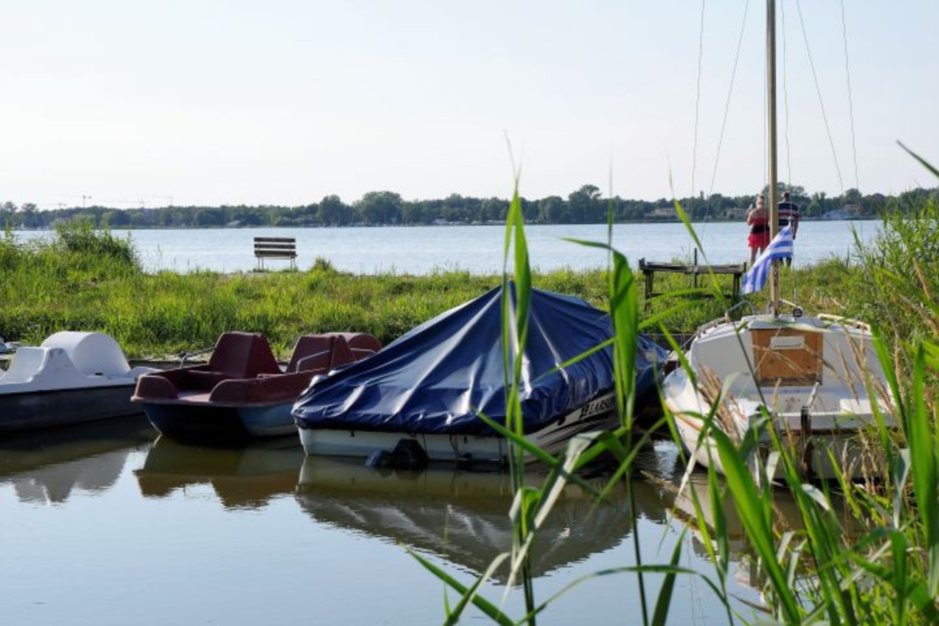 Zu freier Verfügung unseren Gästen sind die Tretboote und Ruderboot.