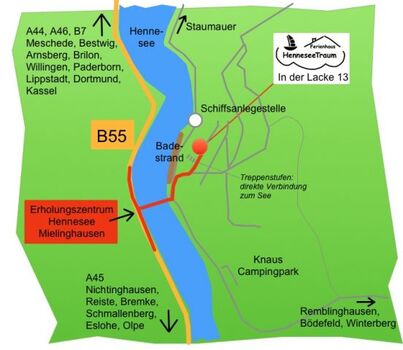 Lageplan - in 4 Minuten sind Sie am See