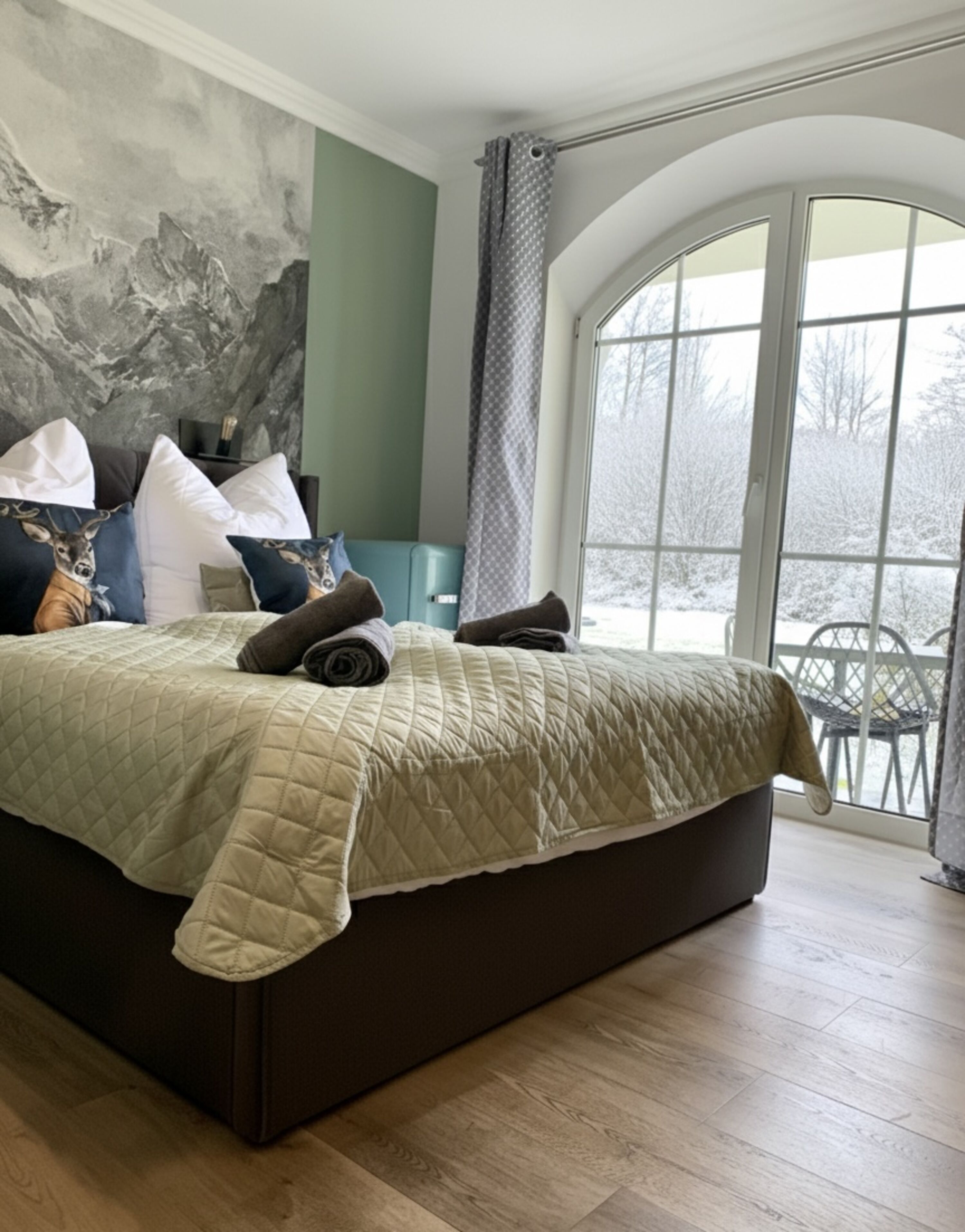 Vom Bett aus den Schnee rieseln zugucken und die Natur genießen