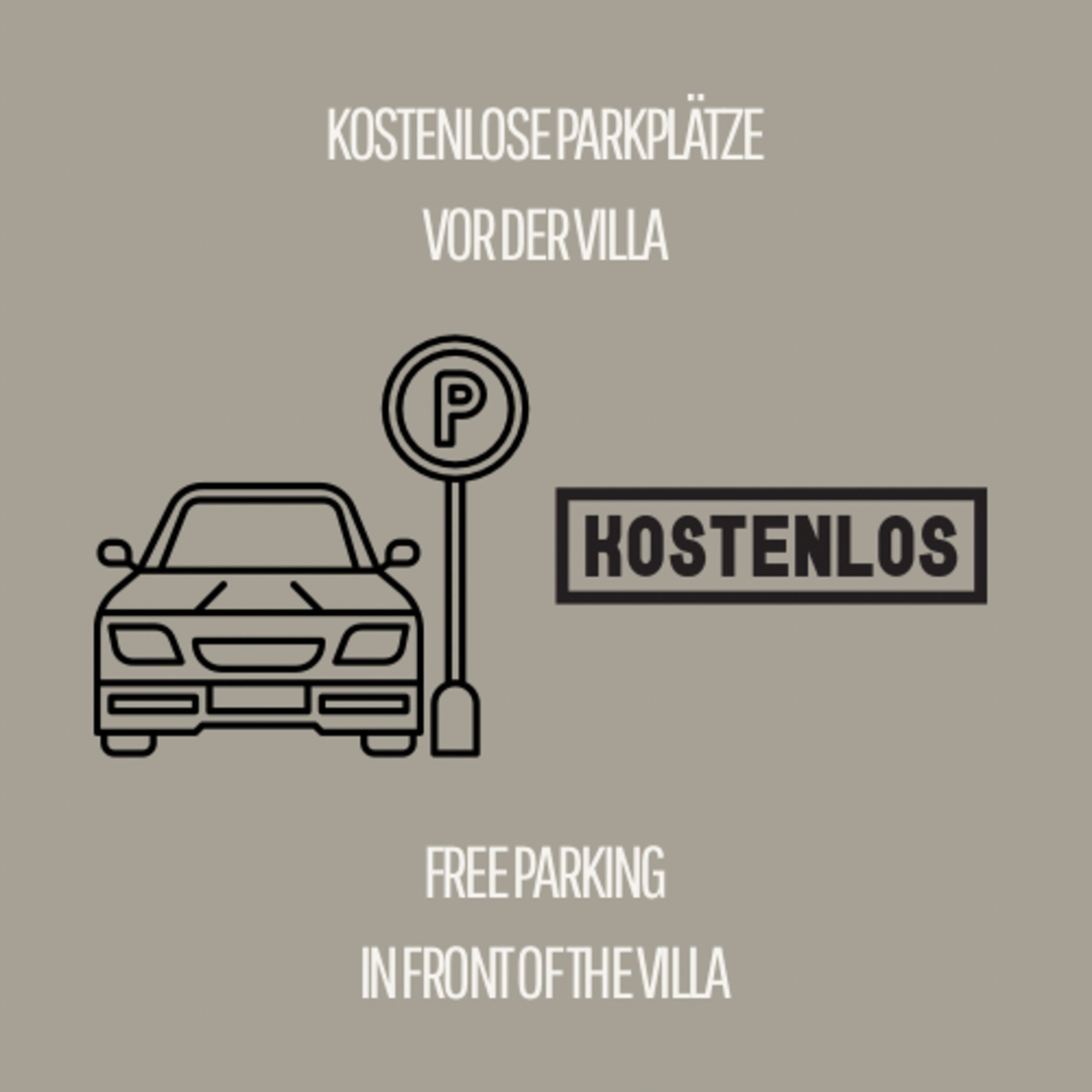 Kostenlos Parken direkt vor dem Haus